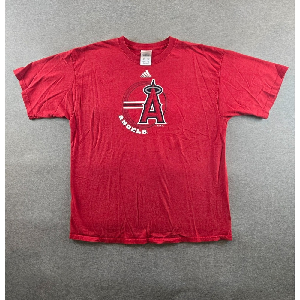 VTG Adidas Anaheim Angels T Shirt Mens XL RED Logo Y2K Vlad‎ Guerrero